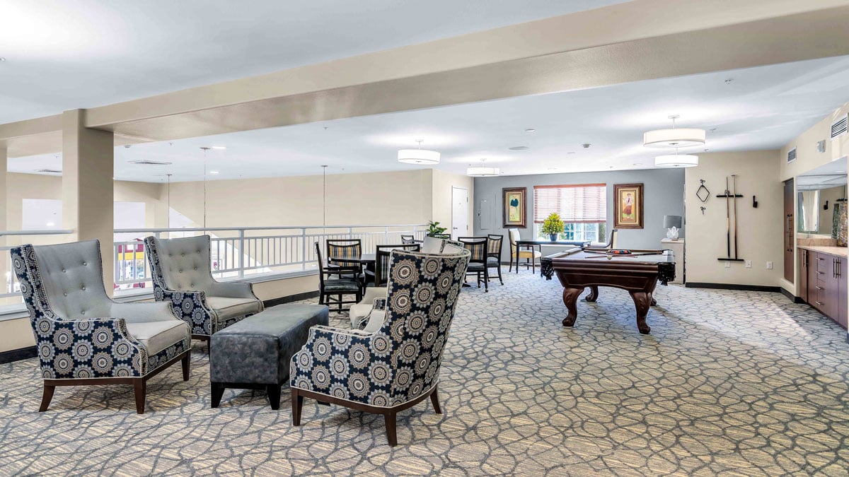 The game room at Colonial Gardens